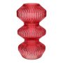 Vase en verre LUCELLE rainuré, rouge cerise, 30cm, Ø16cm