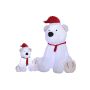 Décoration XXL ours polaire CASIMARO, gonflable, en peluche, LED, blanc, 165x170x183cm