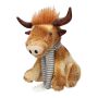 Taureau décoratif en peluche STADEN, assis, marron-gris, 24x18x37cm