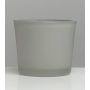 Cache-pot en verre ALENA FROST, gris mat, 12,5cm, Ø14,5cm