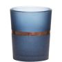 Verre à bougie DUSTEN, bande décorative, bleu mat, 6,5cm, Ø5,5cm