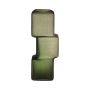 Vase soliflore RAELYN, verre, effet tetris, vert, 37cm, Ø14,5cm