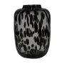 Grand vase en verre RUSSELL, motif léopard, noir-transparent, 35cm, Ø24cm