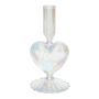 Support de bougie en verre ELIZZA en forme de cœur, avec pied, irisé-transparent, 8,5x8,5x16,5cm