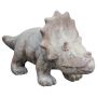 Figurine d'animal Dino Triceratops AMORIA en terre cuite, faite à la main, patinée, beige, 38x16x21cm