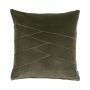 Coussin douillet en velours NOELANI, coutures décoratives obliques, vert olive, 45x45cm