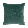 Coussin douillet en velours NOELANI, coutures décoratives obliques, vert-bleu, 45x45cm