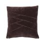 Coussin douillet en velours NOELANI, coutures décoratives obliques, brun chocolat, 45x45cm