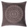 Coussin décoratif NIKARA, gris clair, motif mandala, 60x60cm