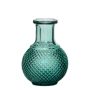 Bouteille en verre DONKA, motif losange, turquoise-transparent, 11,5cm, Ø8,5cm