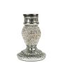Bougeoir KRYSTINA en aluminium strassé, argenté, 10cm, Ø7cm
