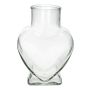 Vase décoratif en verre FILIPA en forme de cœur, avec pied, transparent, 15,5x8x22cm
