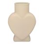 Vase décoratif en verre FILIPA en forme de cœur, avec pied, couleur sable mat, 15,5x8x22cm