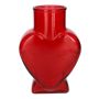 Vase décoratif en verre FILIPA en forme de cœur, avec pied, rouge-transparent, 15,5x8x22cm