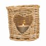 Porte-bougie en rotin NIKOLETTE avec insert en verre, découpe en forme de cœur, naturel-transparent, 10cm, Ø9cm