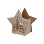 Cache-pot « Étoile » PINEY en bois, avec motif hivernal, couleur naturelle, 20 x 10,5 x 18,5 cm