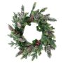 Couronne de Noël synthétique NARVIK, baies, pommes de pin, vert-rouge, Ø50cm