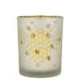 Photophore en verre BRITTANI avec motif d'abeilles, blanc-mat-doré brillant, 12,5cm, Ø10cm