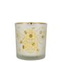 Photophore en verre BRITTANI avec motif d'abeilles, blanc-mat-doré brillant, 8cm, Ø7cm