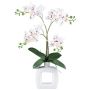 Orchidée Phalaenopsis en tissu DRUKLON, vase en céramique, racines, blanc-rouge, 40cm