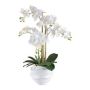 Orchidée Phalaenopsis en tissu STONFER, pot décoratif blanc, racines, blanc, 70cm