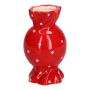 Vase à fleurs bombé en forme de bonbon AMIEL en céramique, à points, rouge-blanc, 15cm, Ø8,5cm