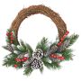Couronne de sapin artificielle MARLIES, verte, enneigée, avec des fruits, Ø40cm