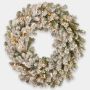 Couronne de sapin artificielle LINZ, blanche, recouverte de neige, LED, Ø75cm