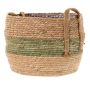 Cache-pot en osier UPALI, jonc de mer tressé, 2 poignées, beige-vert, 26 cm, Ø 33 cm