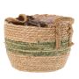 Cache-pot en osier UPALI, jonc de mer tressé, 2 poignées, beige-vert, 22 cm, Ø 30 cm