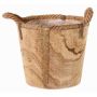 Cache-pot en bois DABIH avec poignées en corde, marron, 22cm, Ø24cm