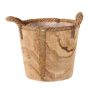 Cache-pot en bois DABIH avec poignées en corde, marron, 22 cm, Ø 24 cm
