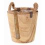 Cache-pot en bois DABIH avec poignées en corde, marron, 19cm, Ø20cm