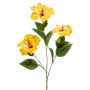 Branche d'hibiscus artificiel AMADOU avec fleurs, jaune, 80cm