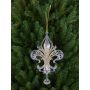 Pendentif décoratif Lys héraldique AZARIEL en acrylique, paillettes, transparent-or, 15cm