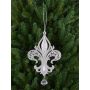 Pendentif en acrylique lys héraldique AZARIEL, paillettes, argent, 15cm