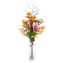 Bouquet exotique artificiel SALOA, Strelitzia et Gloriosa orange, 95cm, Ø35cm