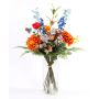Bouquet estival décoratif LOLANA, delphinium, orange-bleu, 70cm, Ø50cm