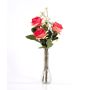 Bouquet de roses artificiel SIMONY, saumon, 45cm, Ø20cm
