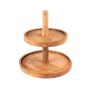 Etagère SANNELE en bois de manguier, 2 étages, naturel, 27cm, Ø25cm