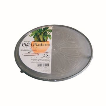 Sous-pot rond en plastique DUNIK, motif, sur pieds, gris, 2cm, Ø21cm