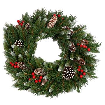 Couronne de sapin synthétique MARLIES, givrée, avec des fruits, Ø30cm Couronne de sapin synthétique MARLIES, givrée, avec des fruits, Ø30cm