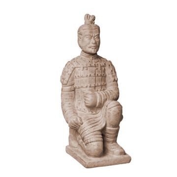 Statue de jardin « Guerrier samouraï » LILORA en terre cuite, à genoux, faite à la main, patinée, beige, 22 x 20 x 48 cm Statue de jardin « Guerrier samouraï » LILORA en terre cuite, à genoux, faite à la main, patinée, beige, 22 x 20 x 48 cm