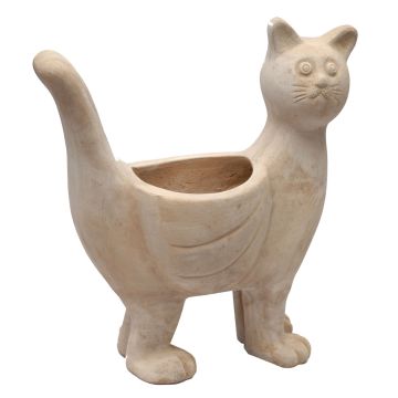 Pot de fleurs « Chat » NYMAR en terre cuite, fait main, beige, 46 x 27 x 51 cm Pot de fleurs « Chat » NYMAR en terre cuite, fait main, beige, 46 x 27 x 51 cm