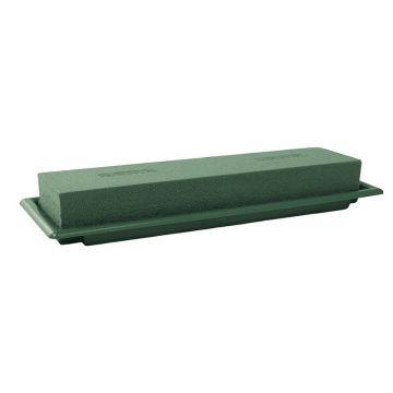 OASIS® Mousse à piquer humide rectangulaire pour des compositions florales, dans une coupe en papier composite, vert, 48x9x5cm