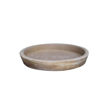 Soucoupe ronde pour pot de fleurs ELVORN en terre cuite, faite à la main, patinée, marron, 3cm, Ø19cm