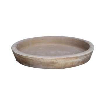 Sous-pot rond en terre cuite ELVORN, fait main, patiné, marron, 4cm, Ø22cm
