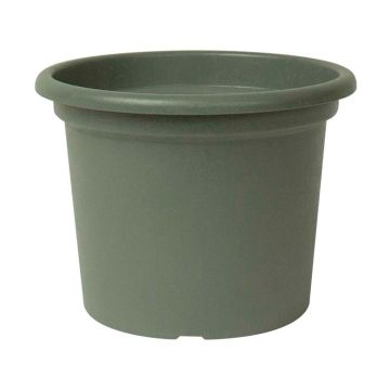 Pot à plantes rond VENERA en plastique recyclé, avec des trous, vert sauge, 23cm, Ø30cm