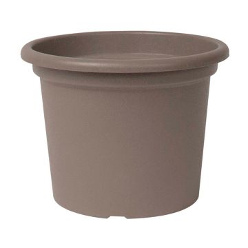 Pot à plantes rond VENERA en plastique recyclé, avec trous, taupe, 19cm, Ø25cm