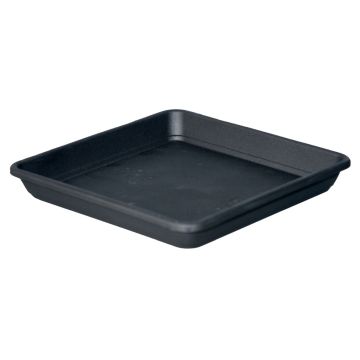 Soucoupe carrée pour pot de fleurs TOULA en plastique, anthracite, 36x36x6cm